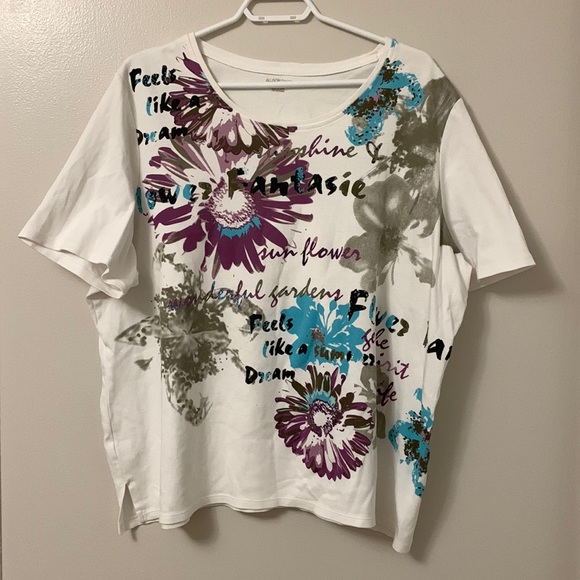 Allison Daley women’s T-shirt "Feels like a dream" floral print short sleeve, 3X - Picture 2 of 7